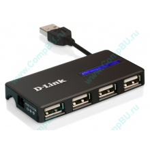 Карманный USB 2.0 концентратор D-Link DUB-104 в Кызыле, USB хаб DLink DUB104 (Кызыл)