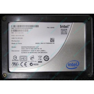 Нерабочий SSD 40Gb Intel SSDSA2M040G2GC 2.5" FW:02HD SA: E87243-203 (Кызыл)